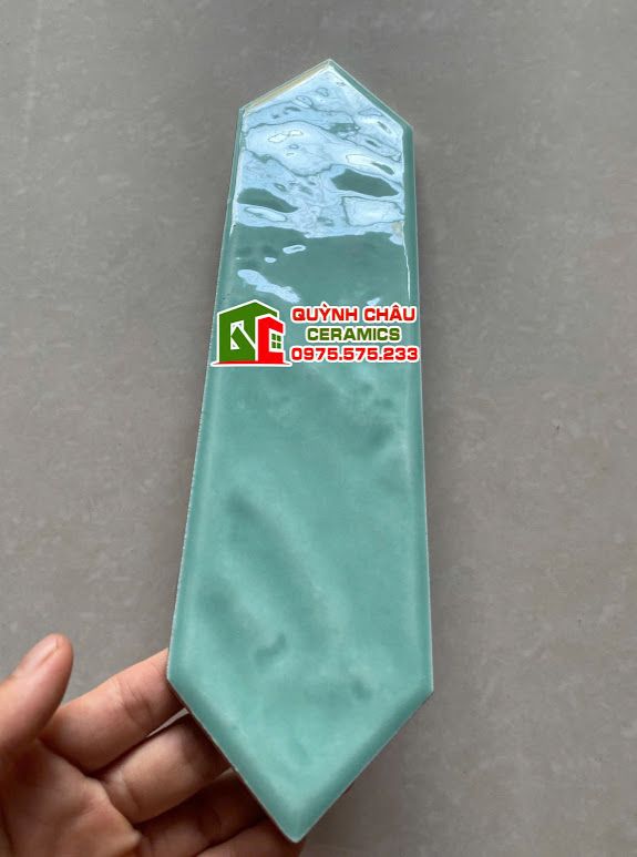 Gạch thẻ mũi tên gợn sóng xanh ngọc Gạch thẻ mũi tên gợn sóng xanh ngọc