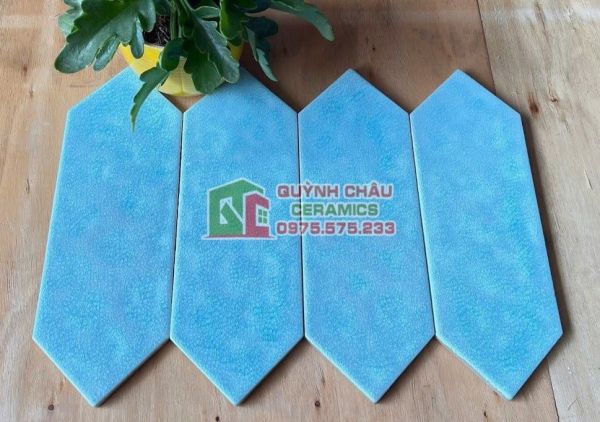 Gạch thẻ mũi tên xanh men rạn cao cấp Gạch thẻ mũi tên xanh men rạn cao cấp