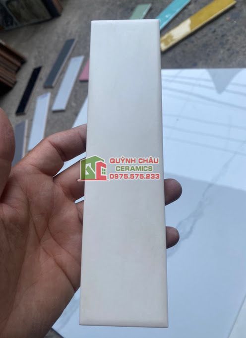 Gạch thẻ ốp tường 5x20 kem trắng mờ Gạch thẻ ốp tường 5x20 kem trắng mờ