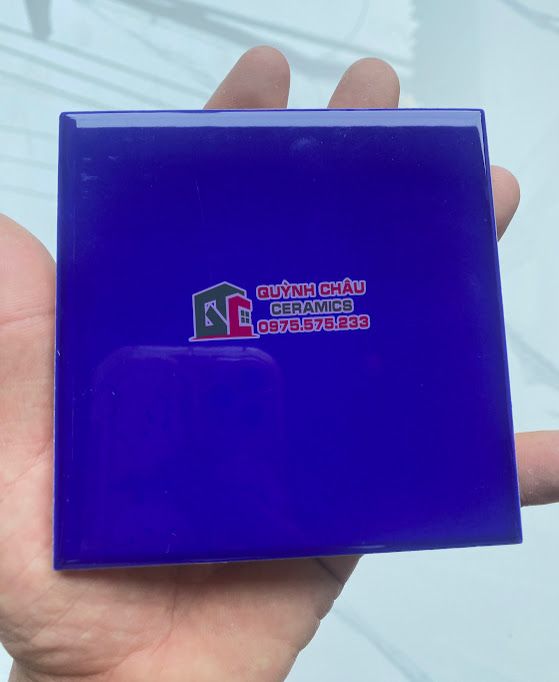 Gạch thẻ trang trí 10x10 xanh dương bóng Gạch thẻ trang trí 10x10 xanh dương bóng