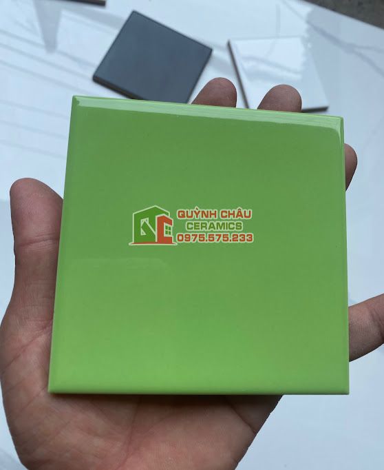 Gạch thẻ xanh lá 10x10 trang trí Gạch thẻ xanh lá 10x10 trang trí