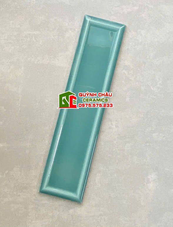Gạch thẻ xanh ngọc 6.8x28 bề mặt lõm men bóng Gạch thẻ xanh ngọc 6.8x28 bề mặt lõm men bóng