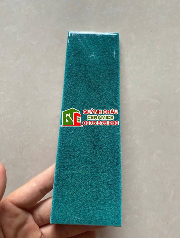 Gạch thẻ xương đá 6x20 xanh men rạn Gạch thẻ xương đá 6x20 xanh men rạn