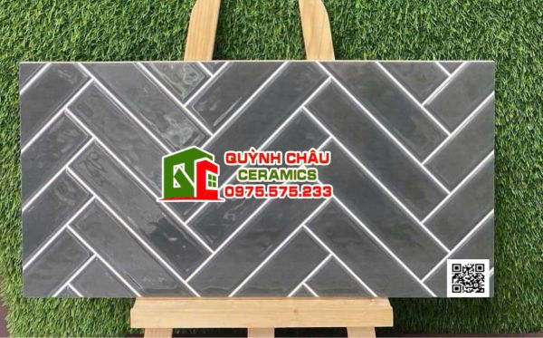 Gạch trang trí 30x60 thẻ xám đen hình xương cá Gạch trang trí 30x60 thẻ xám đen hình xương cá