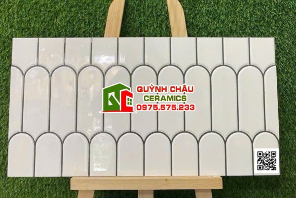 Gạch trang trí lông vũ 30x60 men trắng bóng  Gạch trang trí lông vũ 30x60 men trắng bóng