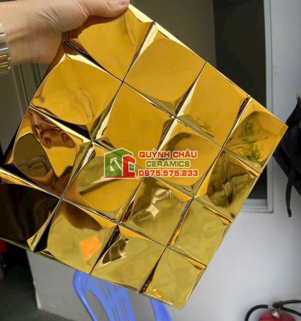 Gạch trang trí mạ vàng mosaic cao cấp Gạch trang trí mạ vàng mosaic cao cấp
