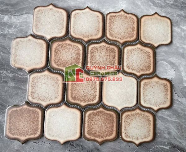 Gạch trang trí mosaic màu vàng cát mờ Gạch trang trí mosaic màu vàng cát mờ