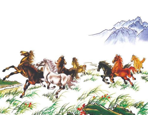 Gạch tranh 3D bầy ngựa phi nước đại ngàn