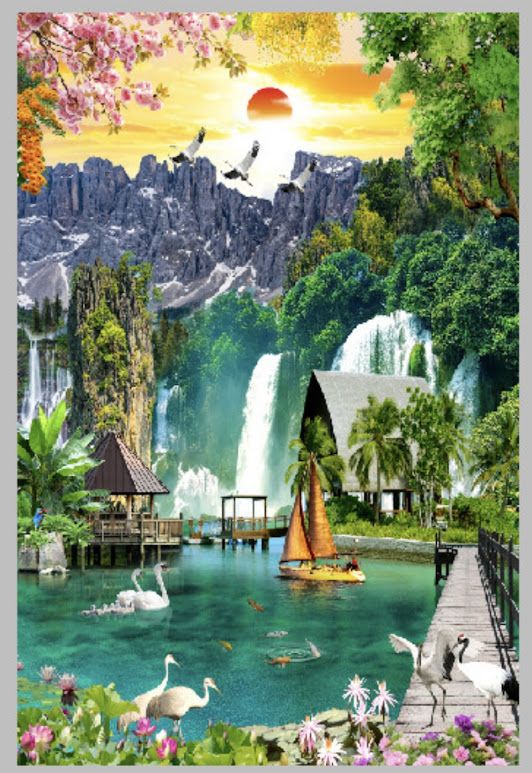 Gạch tranh 3D khung cảnh thơ mộng Gạch tranh 3D khung cảnh thơ mộng