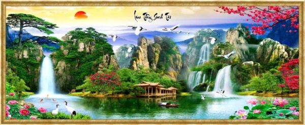Gạch tranh phong cảnh lưu thuỷ sinh tài Gạch tranh phong cảnh lưu thuỷ sinh tài