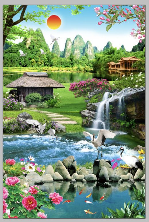 Gạch tranh phong cảnh vẻ đẹp thanh bình