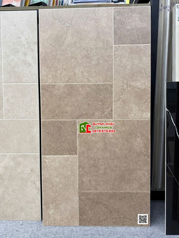 Gạch Travertine 60x120 màu nâu vân đá ghép Modul mix size