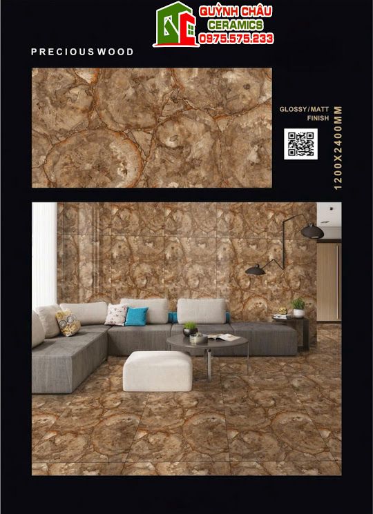 Gạch trung quốc 120x240 nâu bóng kiếng vân đá