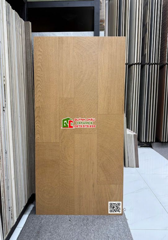 Gạch trung quốc 60x120 vân giả gỗ thanh ghép màu vàng