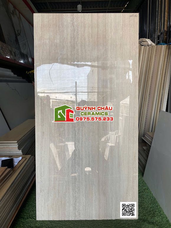 Gạch vân đá travertine 60x120 bóng kính Gạch vân đá travertine 60x120 bóng kính