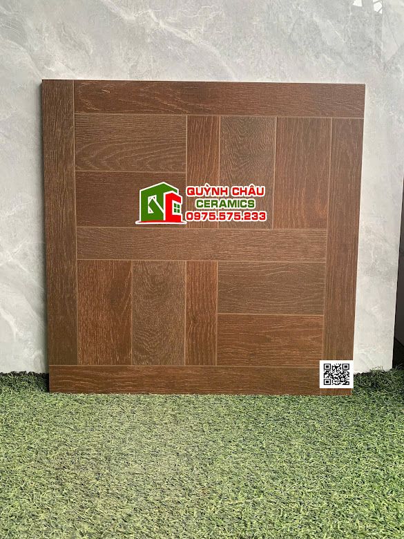 Gạch vân gỗ nâu óc chó 60x60 hoạ tiết ngang dọc         Gạch vân gỗ nâu óc chó 60x60 hoạ tiết ngang dọc