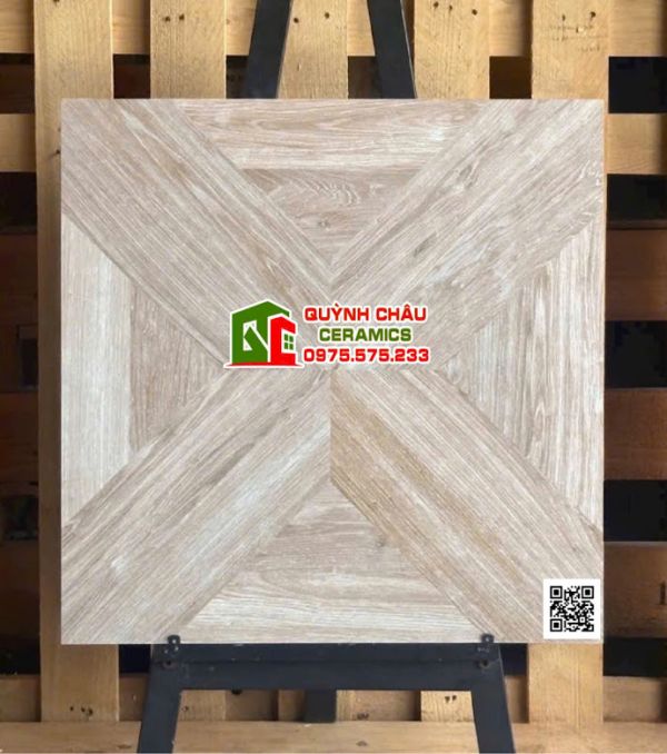 Gạch vân màu gỗ sồi 60x60 3D ghép chéo đối xứng           Gạch vân màu gỗ sồi 60x60 3D ghép chéo đối xứng