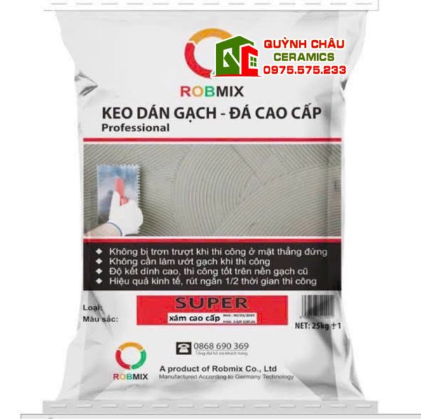 Keo dán gạch khổ lớn màu xám bám dính cao cấp Keo dán gạch khổ lớn màu xám bám dính cao cấp