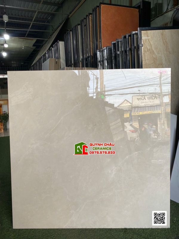 Mẫu gạch lát nền khổ lớn 100x100 màu kem sang trọng