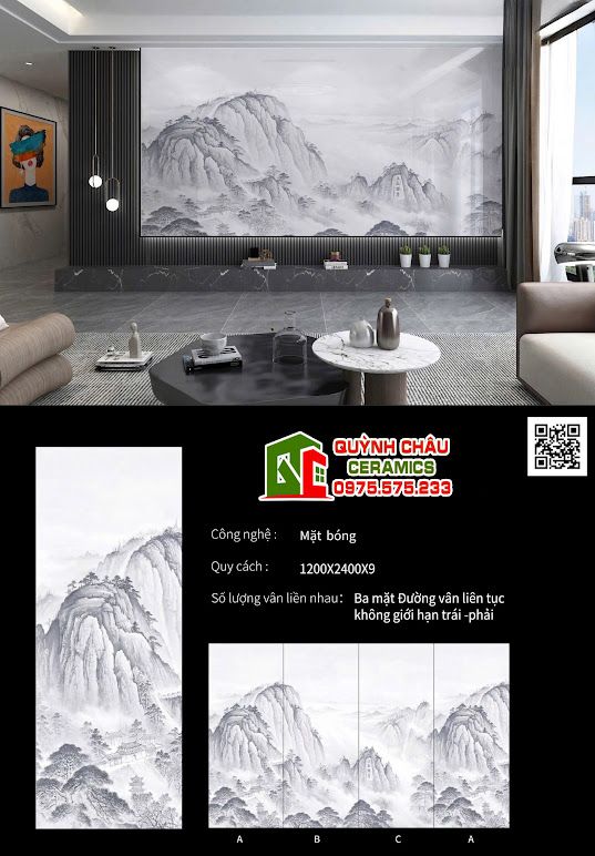 Tranh đá nung kết 120x240cm ốp tường khổ lớn cao cấp Tranh đá nung kết 120x240cm ốp tường khổ lớn cao cấp