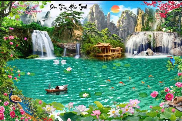 Tranh gạch 3D phong cảnh sơn thuỷ hữu tình Tranh gạch 3D phong cảnh sơn thuỷ hữu tình