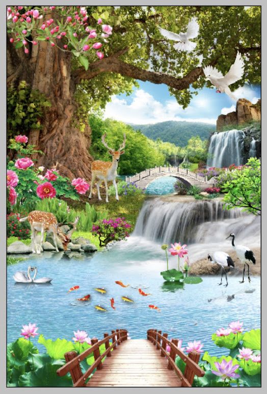 Tranh kính phong cảnh thiên đường thanh bình Tranh kính phong cảnh thiên đường thanh bình